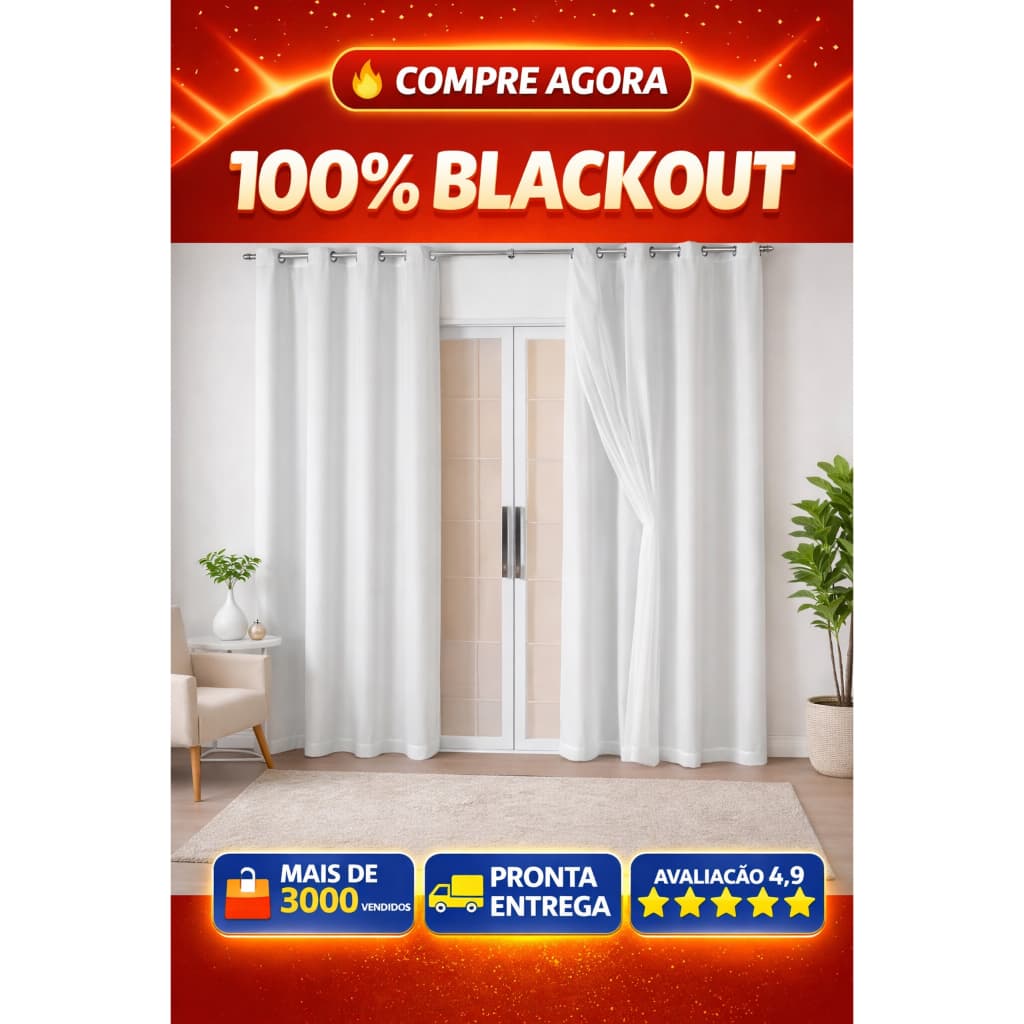 Cortina Blackout PVC 100% veda a Luz 2,80x2,30 com VOIL LISO Termica Varias Cores Pronta Entrega