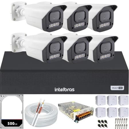 Kit 6 Câmeras Full Color C/Áudio Dvr Intelbras 8 canais 500GB