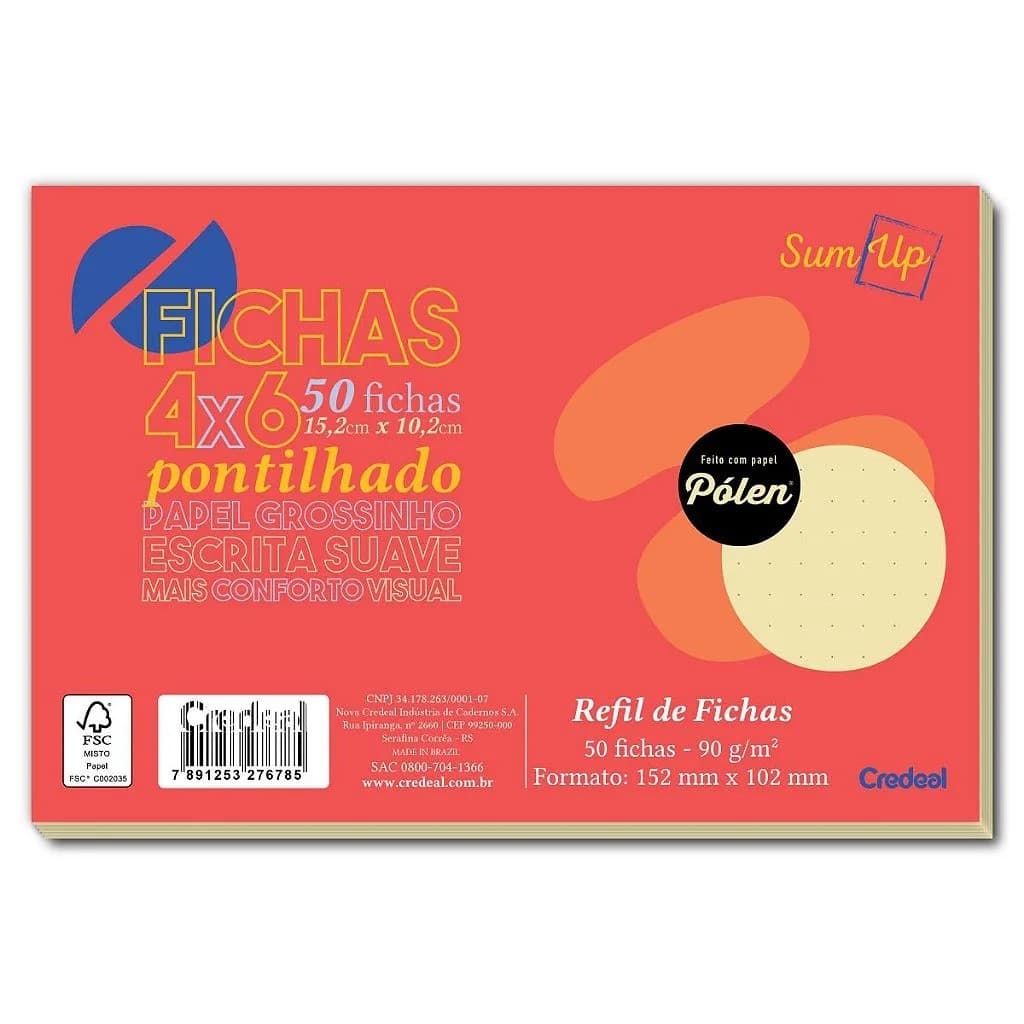 FICHAS 4X6 PONTILHADAS C/50 FOLHAS PÓLEN CREDEAL