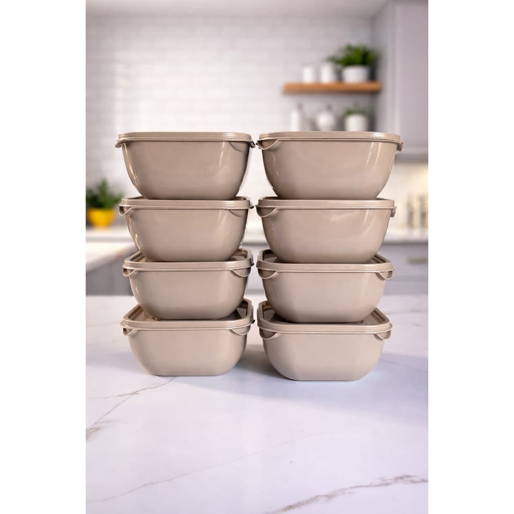 Kit 8 Potes Plástico Quadrado Marmita Organizador de Alimentos