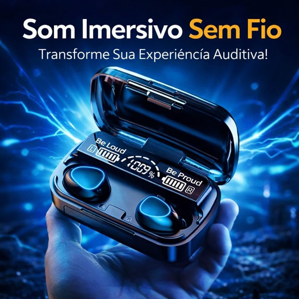 Fone Bluetooth Sem Fio M10 Display Digital Powerbank Bluetooth 5.1 TWS Gamer Cancelamento Ruído