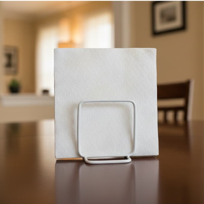 Porta Guardanapos Suporte Apoio de Papel Aço Mesa Restaurante Lanchonete Branco