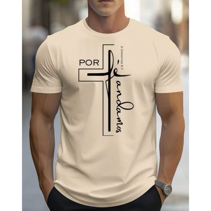 Camiseta Masculina Religião Estilo Street Passeio Casual Por Fé