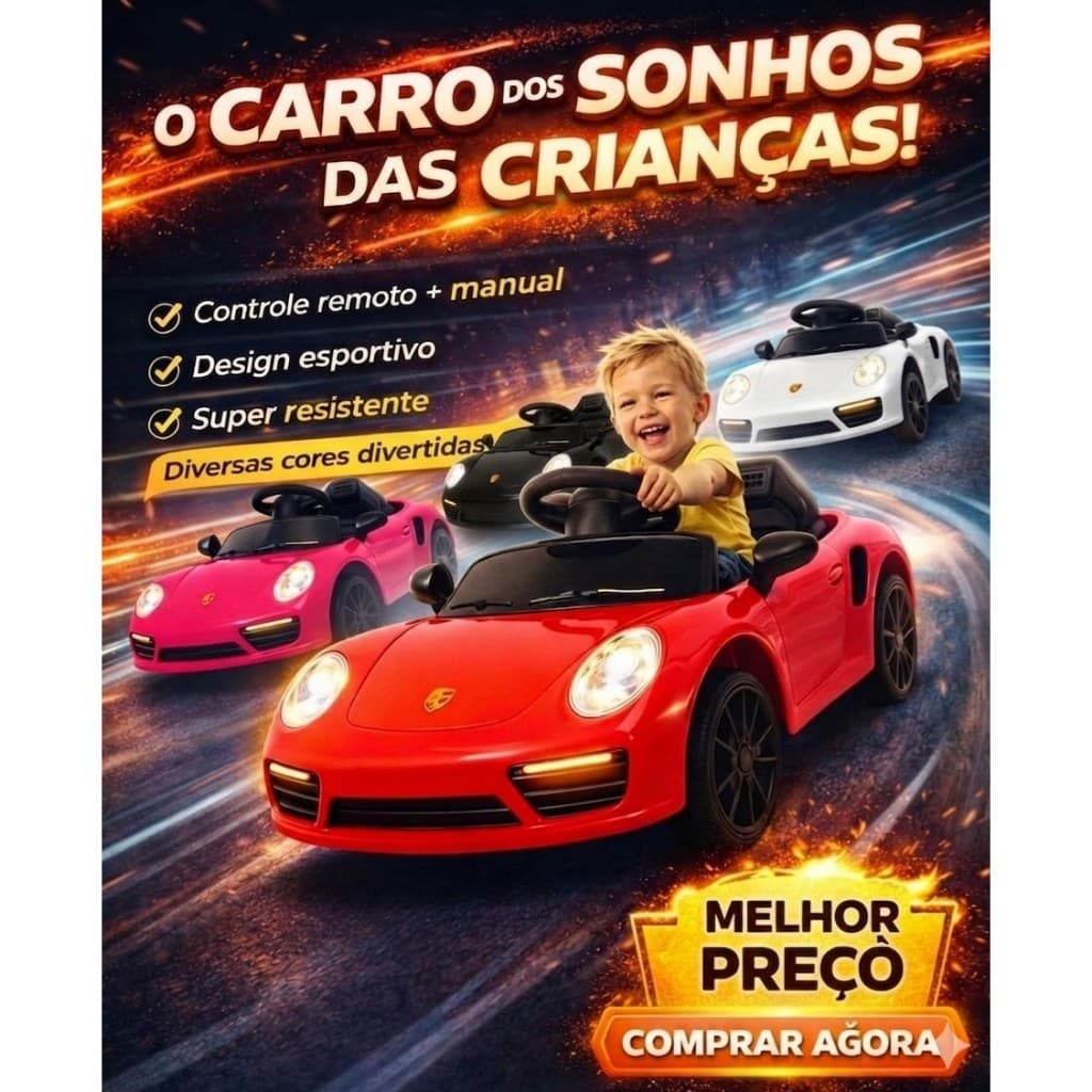Carro Elétrico Infantil Bivolt Quadriciclo Compact Controle Remoto e Manual Carro de Passeio Zippy