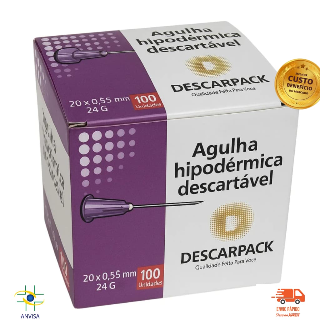 Agulha Descartável 20x0,55mm Estéril Hipodérmica DESCARPACK