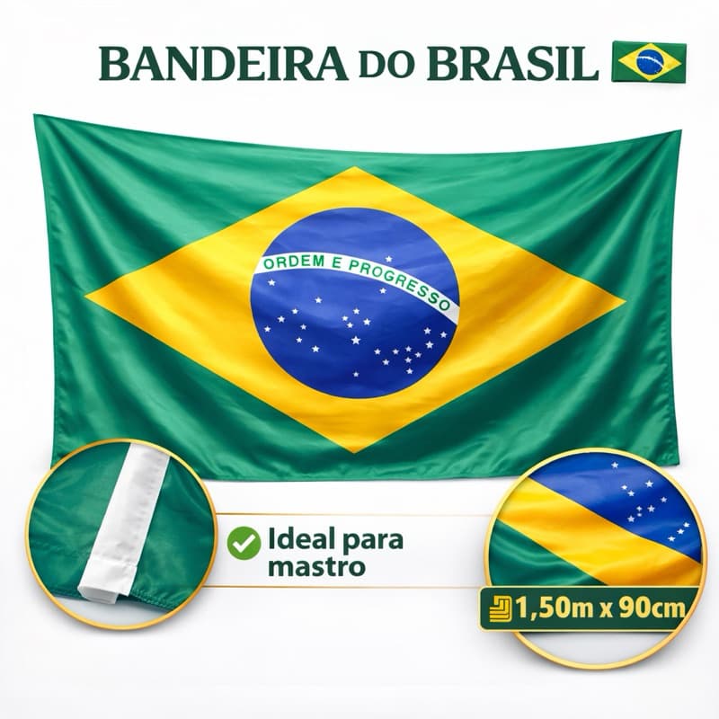 Bandeira do Brasil Copa 2026 ( 150cm X 90cm) Grande Tecido em Poliester Resistente Ideal Para Mastro