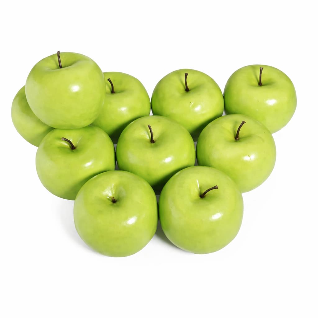 Kit 10 Maçãs Verdes Artificiais Realistas Decoração Frutas Fake Mesa Posta Cozinha Luxo