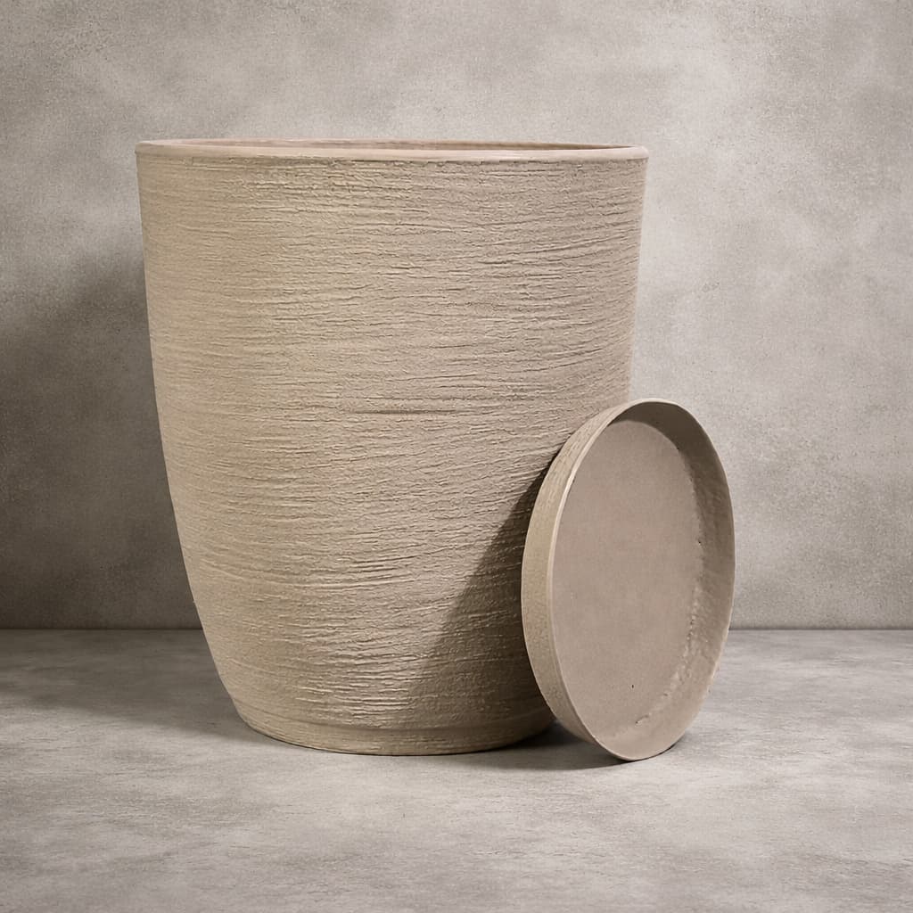 Vaso de Planta Polietileno Bojo Barcelona Texturizado com Prato Coletor