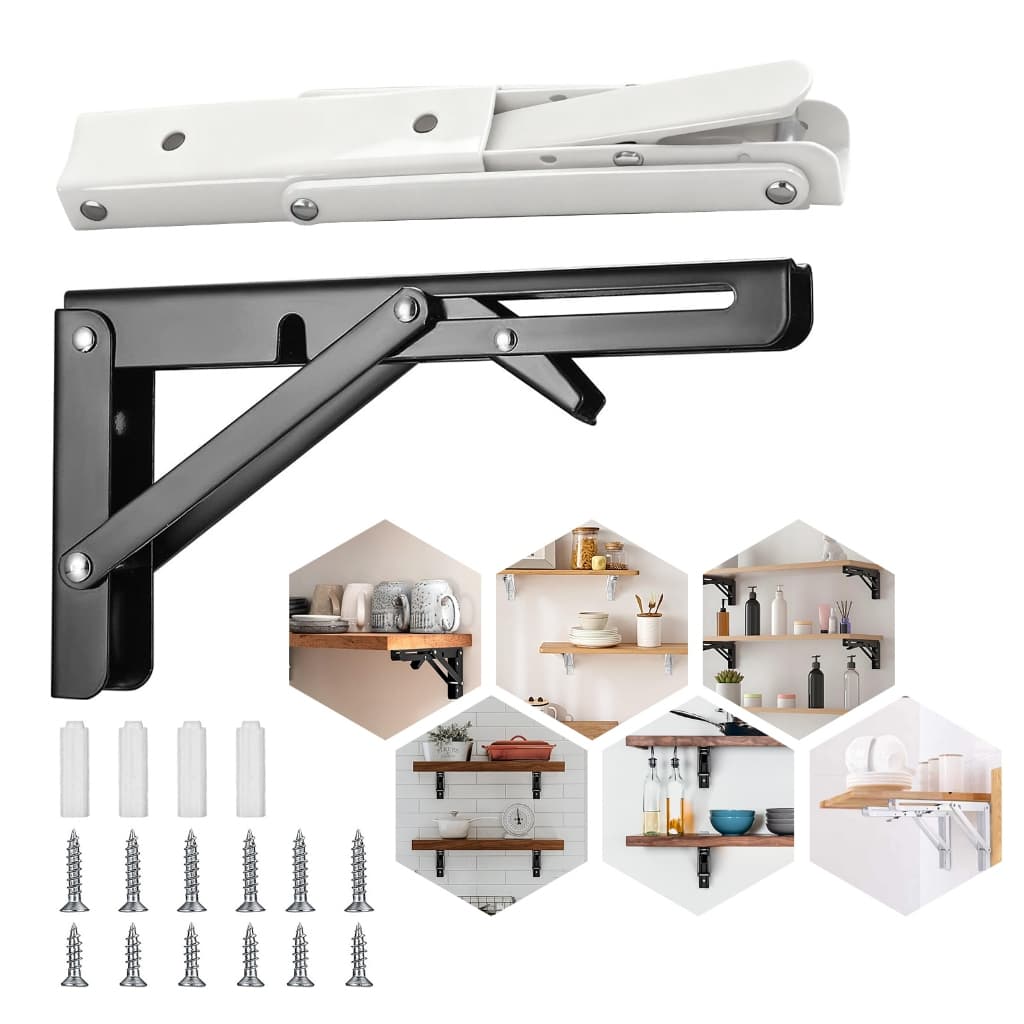 Kit2 Suportes Mão Francesa Retrátil Dobrável Cantoneiras Mesa Balcão 20cm 30cm 35cm 40cm