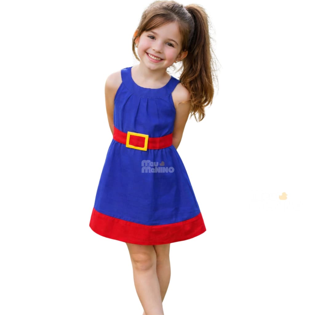 Fantasia Infantil Show da Luna Menina Vestido e Cinto Aniversario Carnaval