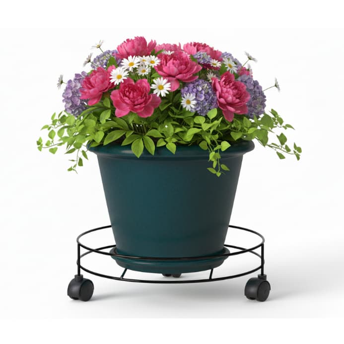 Suporte Para Gás Botijão Preto Com 3 Rodinhas/ Suporte Para Vaso De Flor