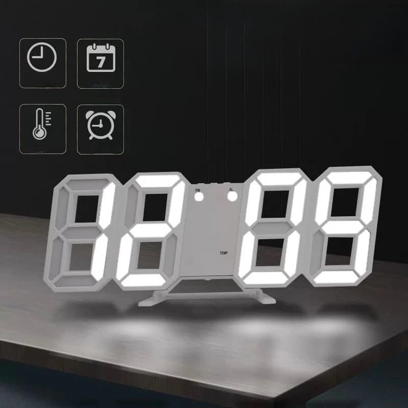 Relógio LED 3D Grande Visor Digital Com Alarme Snooze e Dimmer USB