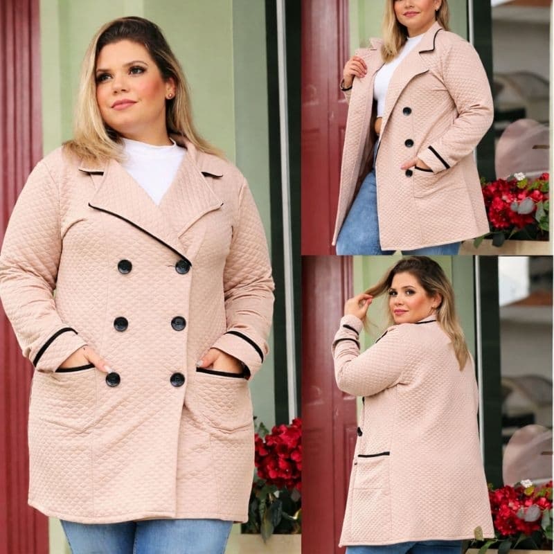 "Sobretudo  Matelassê Plus Size –Feminina G1,G2,G3