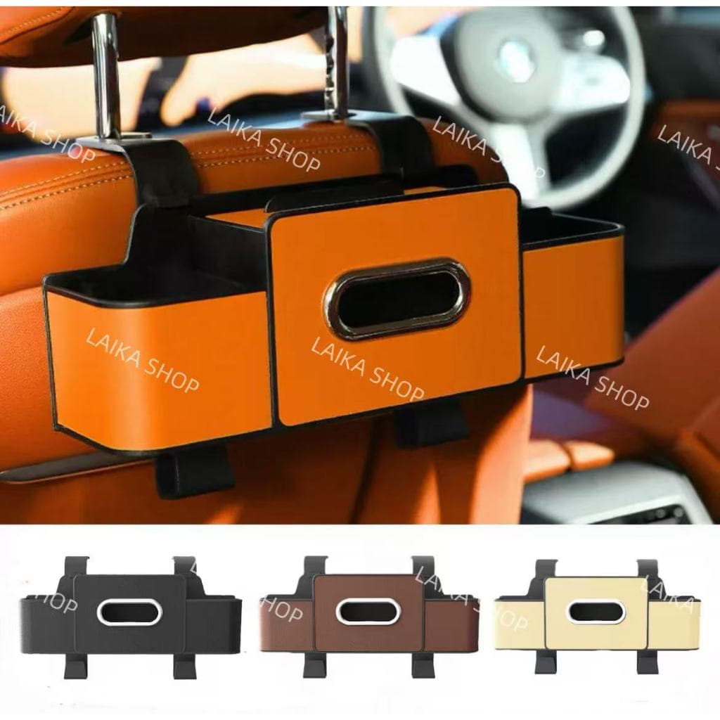 Caixa organizadora multifuncional para carro com Porta-Copos e Suporte para Celular Gancho
