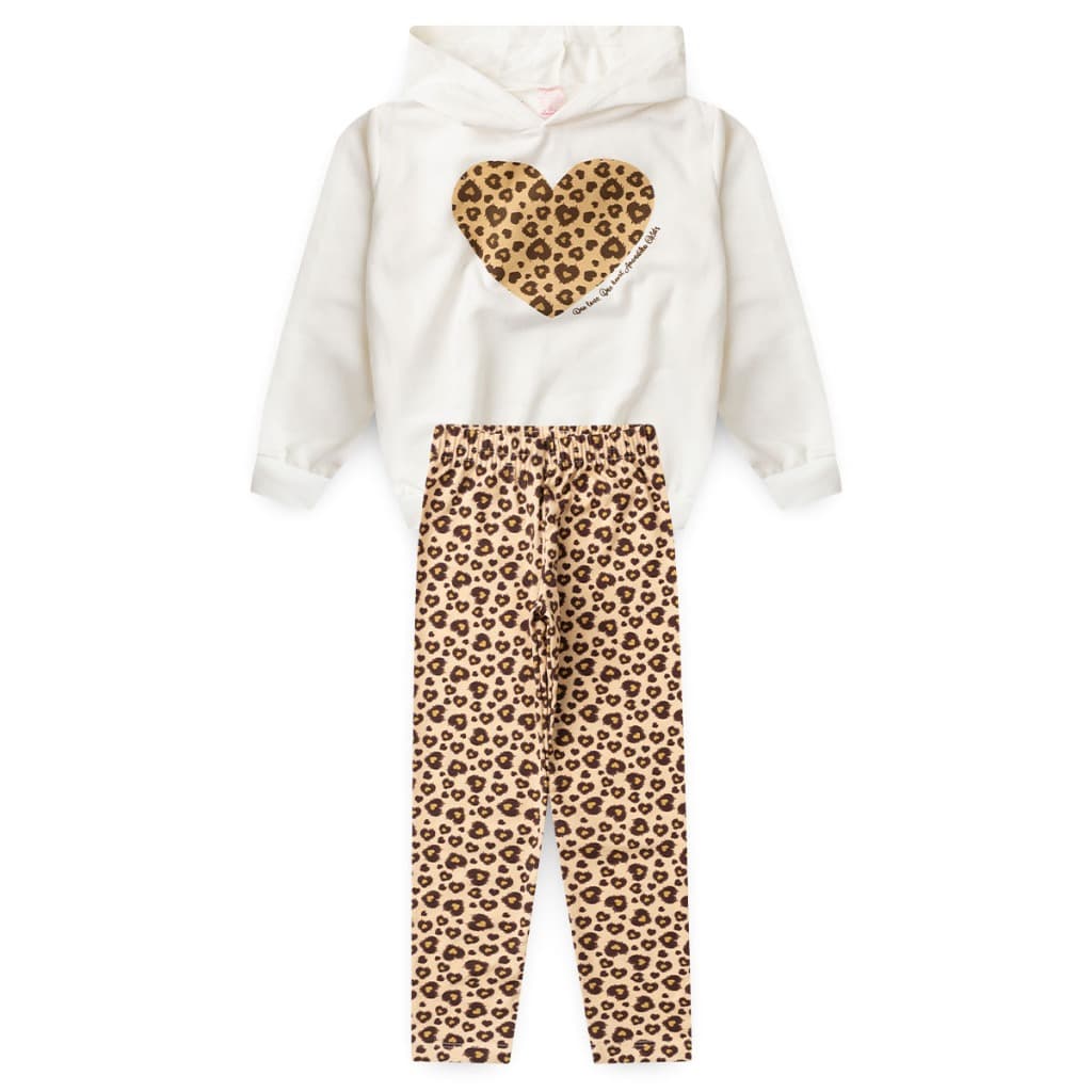 Conjunto Infantil Inverno Menina Moletom com Capuz + Calça Cotton Tendência L85