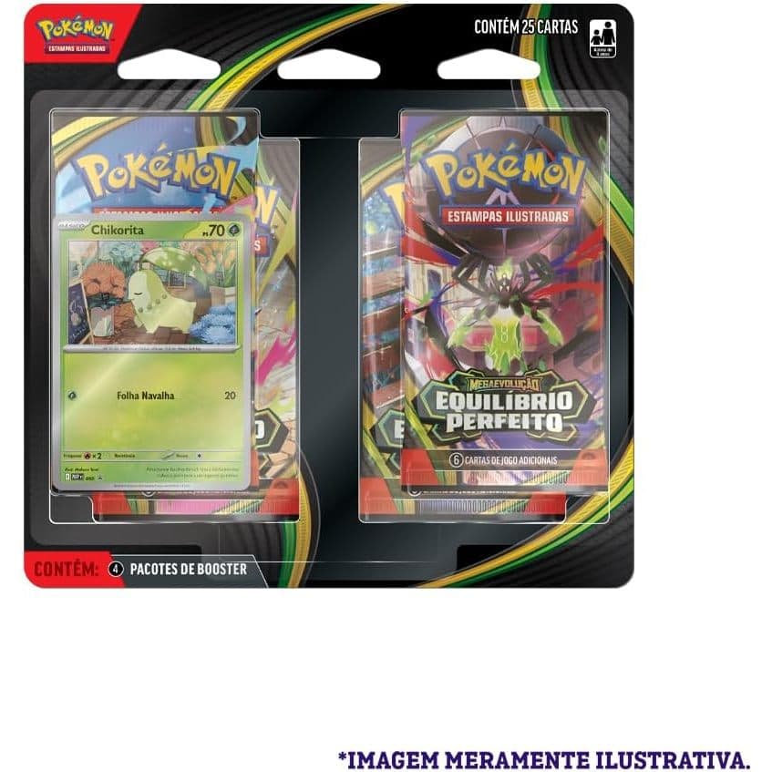 Pokémon TCG, Blister Quadrúplo Pokémon Chikorita ME03 Equilíbrio Perfeito