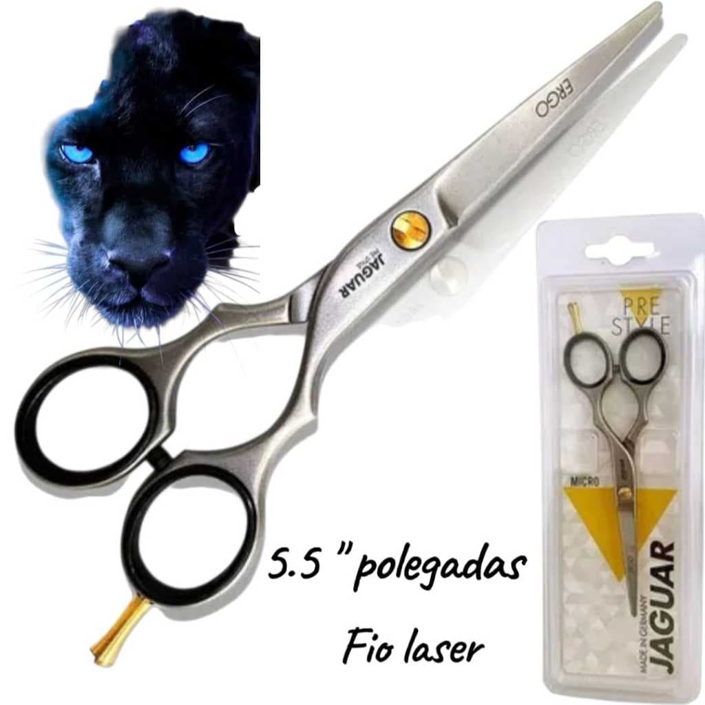 tesoura jaguar fio laser 5.5 barbeiro profiossional cabeleleiro