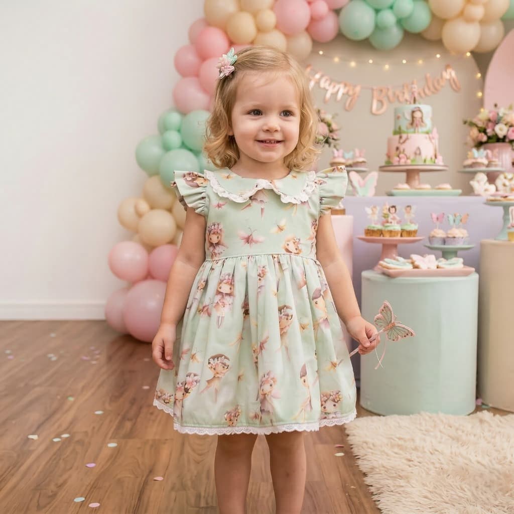 Vestidinho Menina Infantil Fadas Algodão 100% com Renda na Gola Confortável Luxo