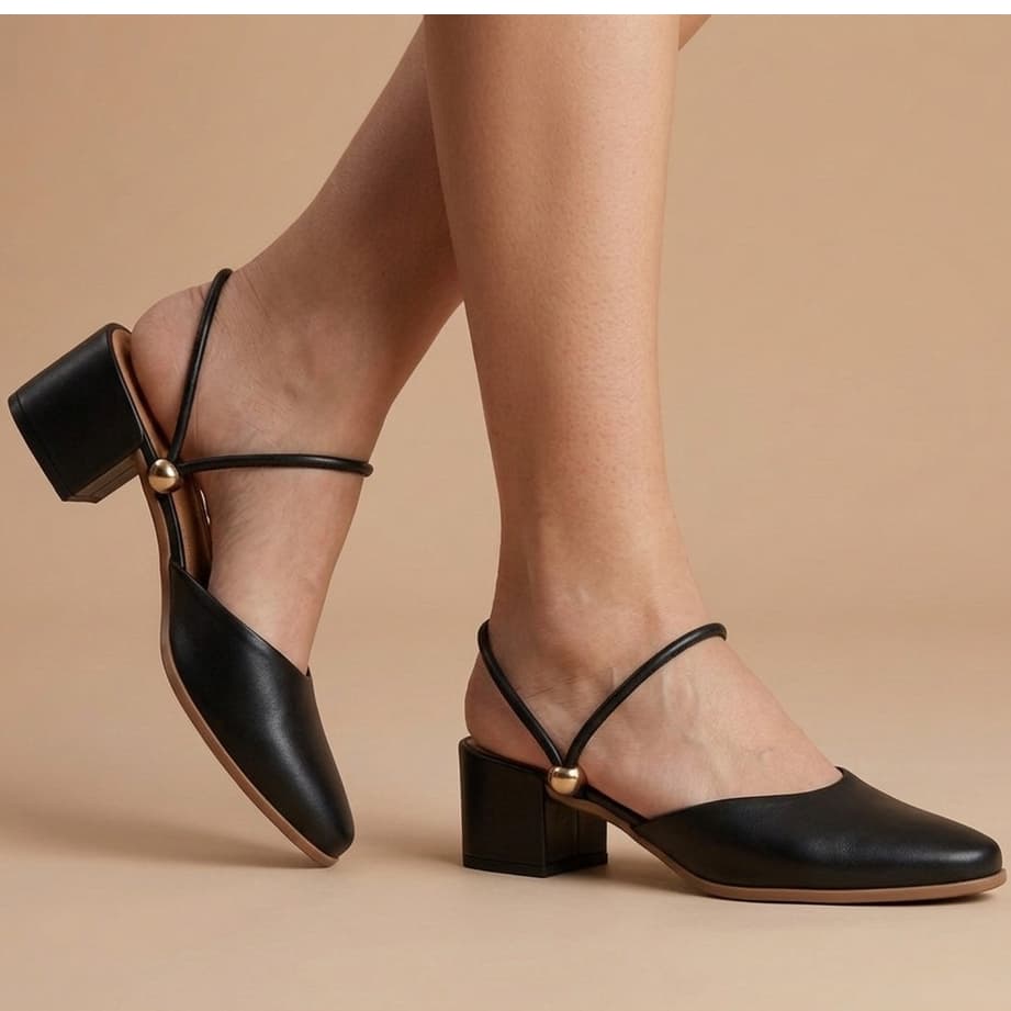 Sapato Feminino Mule Scarpin 2 em 1 Tamanco Salto Médio Bico Fino Linha Conforto