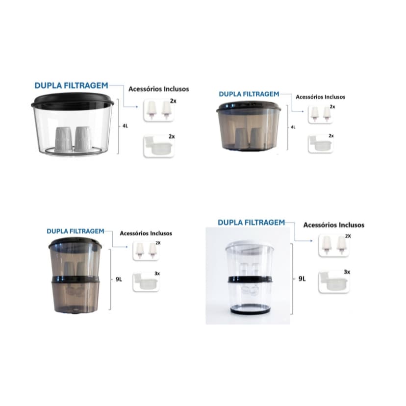 Reservatório Fumê Superior Filtro Barro + Boia + Vela 4 L / 9 L Com Vela Dupla No Reservatório