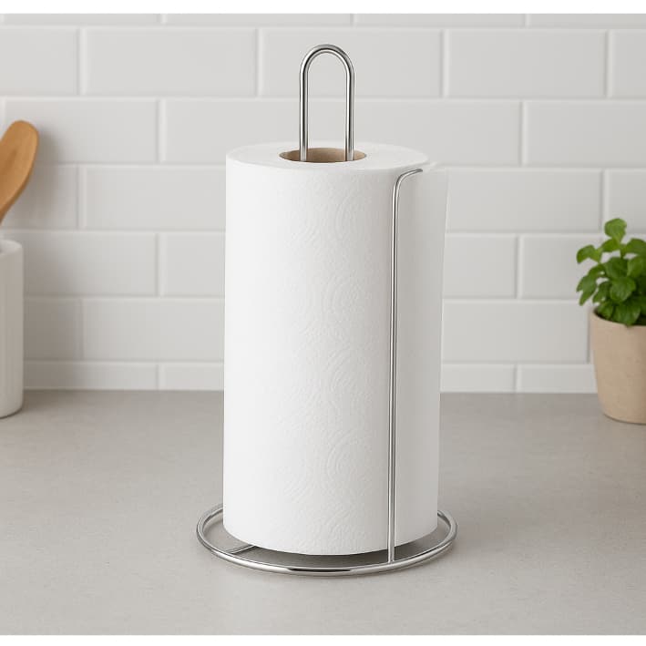 Suporte Porta Rolo Papel Toalha Suporte Vertical Mesa Luxo Cromado