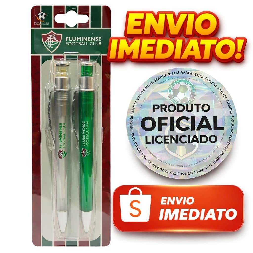 Kit 2 Canetas Fluminense Licenciada Presente Torcedor Material Escolar Fluminense Original
