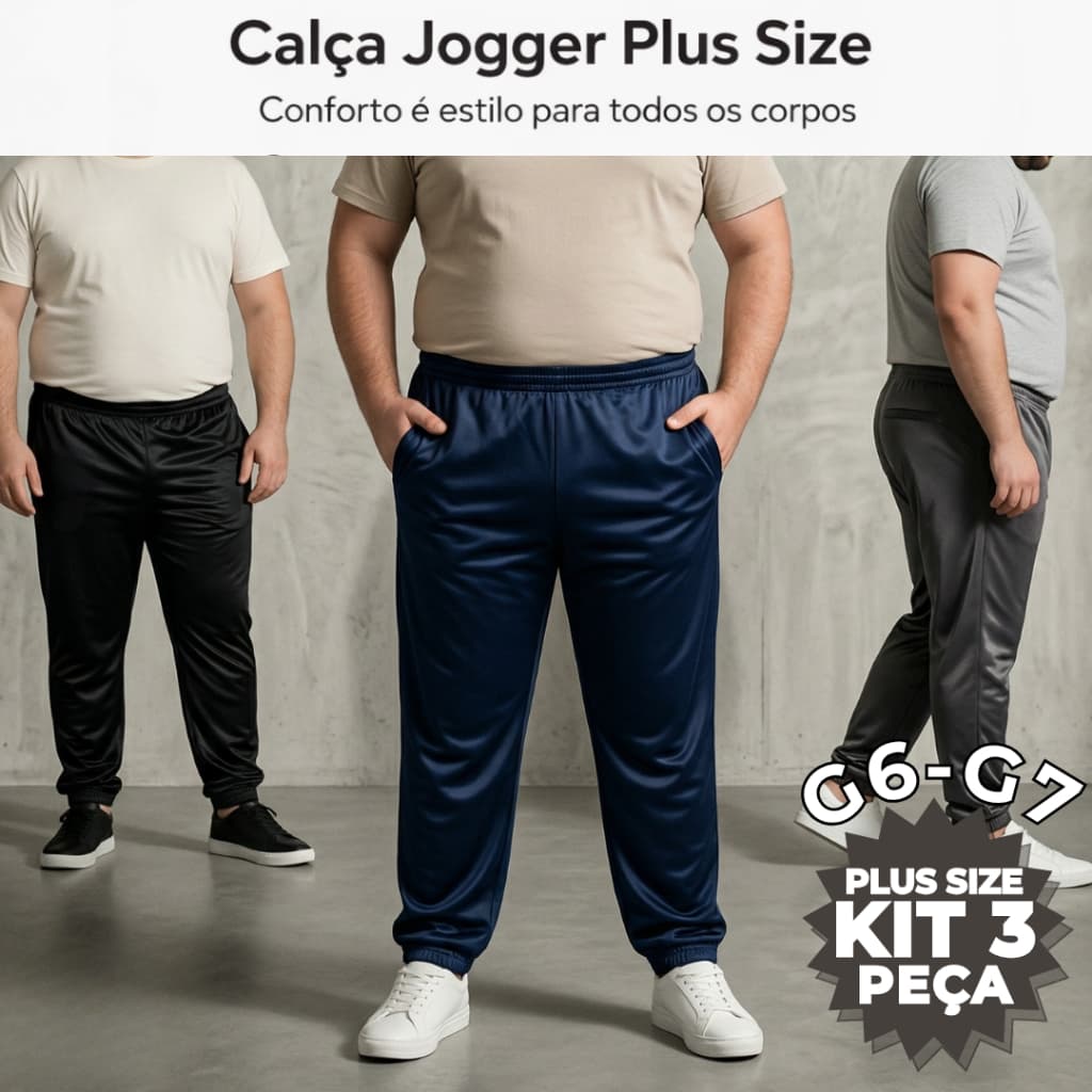Calça Plus Size Masculina Kit 3 ou 1 Peça Esporte Academia G6 e G7