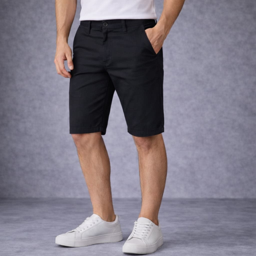 Bermuda Masculina Preta Slim Fit Social Elastano Confortável Premium