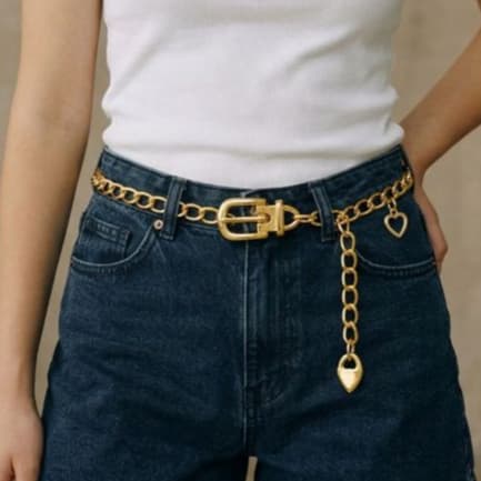 Cinto Corrente Feminino Pingente Coração Elegante Moda Corrente Ajustável Chique Versátil - Helen
