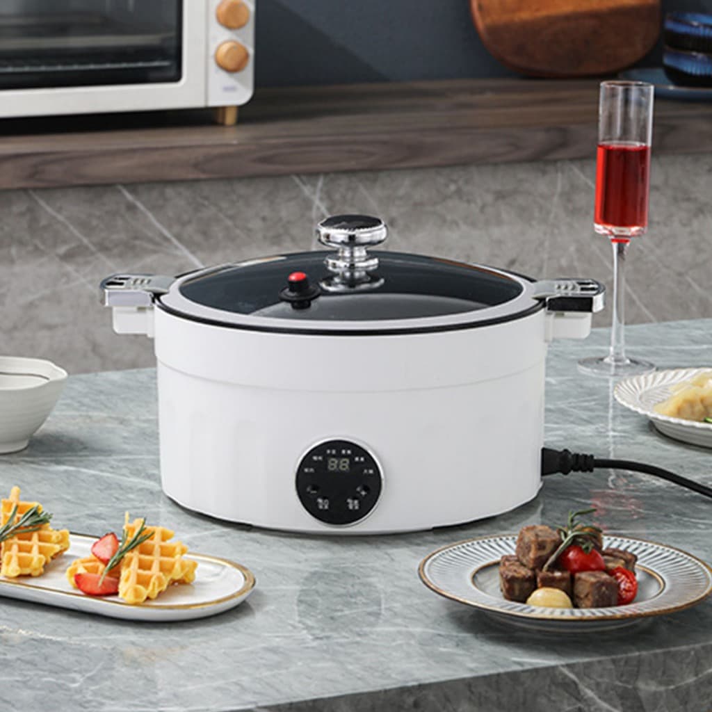 Panela de Pressão Elétrica Multifuncional 4L, Usada para Cozinhar Fondue e Fritar Bife Na Frigideira