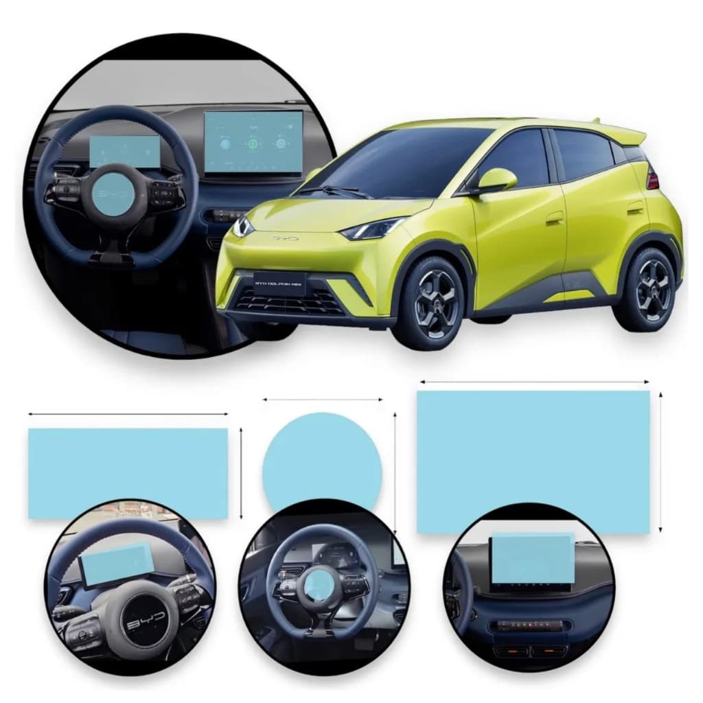 BYD Dolphin Mini Película TPU Premium Multimídia Navegação e Velocímetro Anti Risco