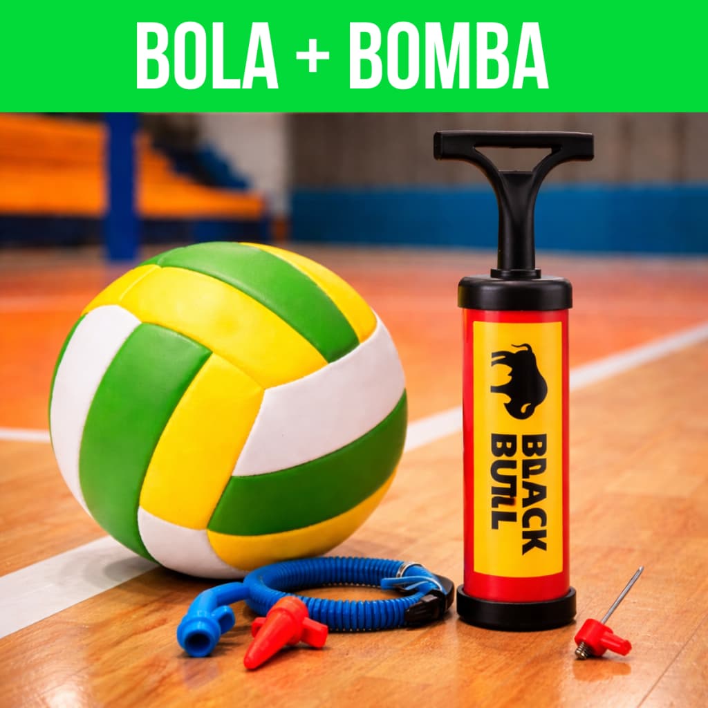 BOLA VÔLEI + BOMBA AR Infantil Vinil Macia Brinquedo Criança Voleibol Quadra Praia COR SORTIDA
