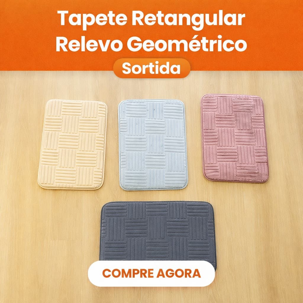 Tapete Decorativo Retangular Textura Geometrica Antiderrapante Sala Quarto Banheiro
