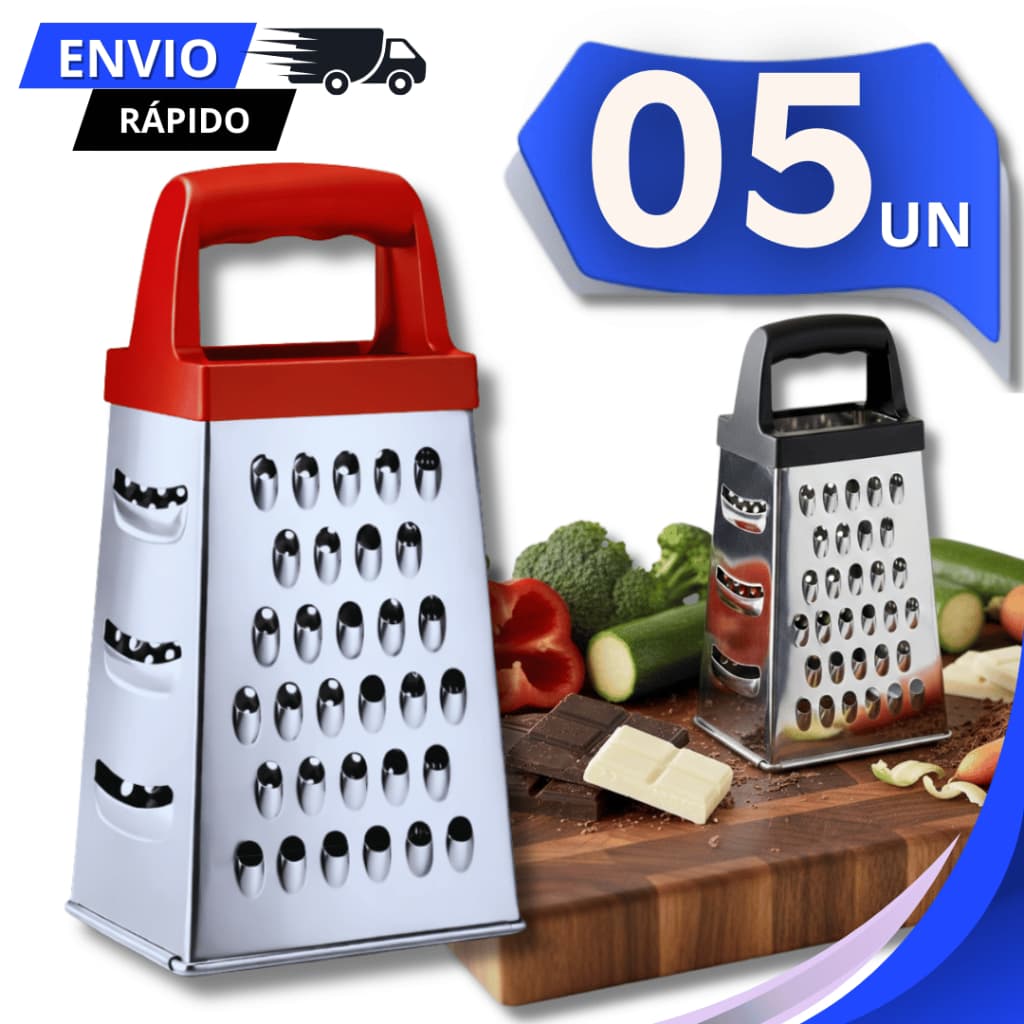 Combo Raladores Aço Inox 4 Faces Verduras Legumes Queijo Cozinha Restaurante Multiuso Utensílios