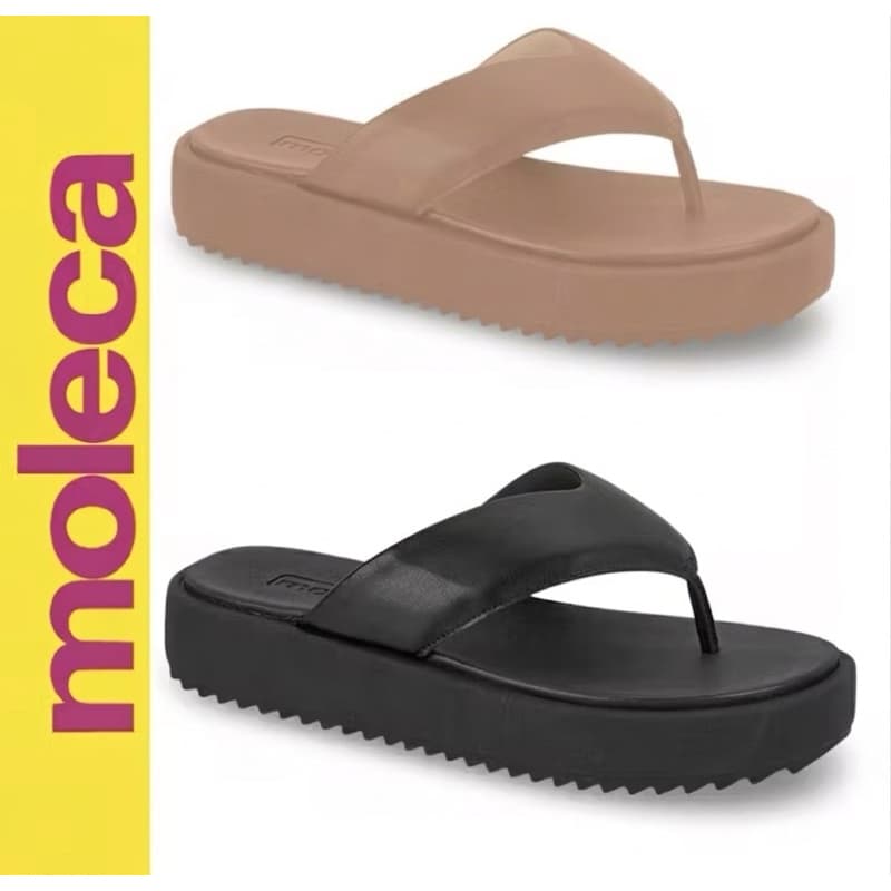 Tamanco Chinelo Dedo papete Moleca Plataforma Preto Branco ORIGINAL