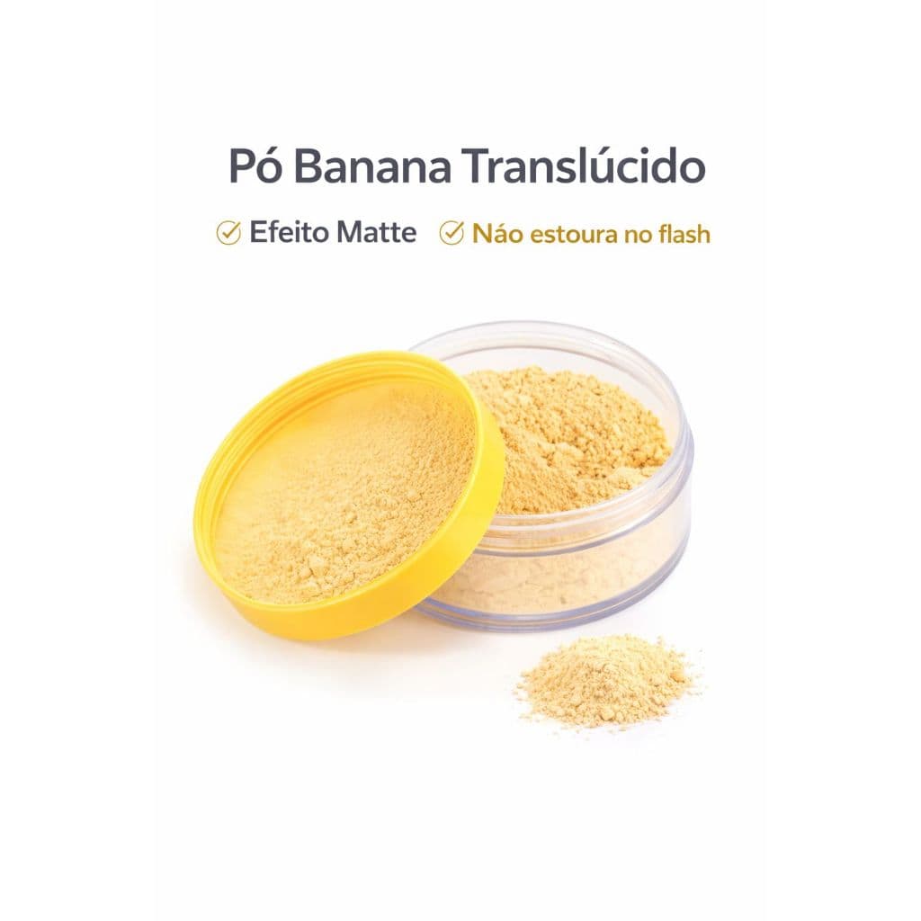 Pó Banana Translúcido Solto Efeito Matte, Controla Oleosidade, Não Estoura no Flash