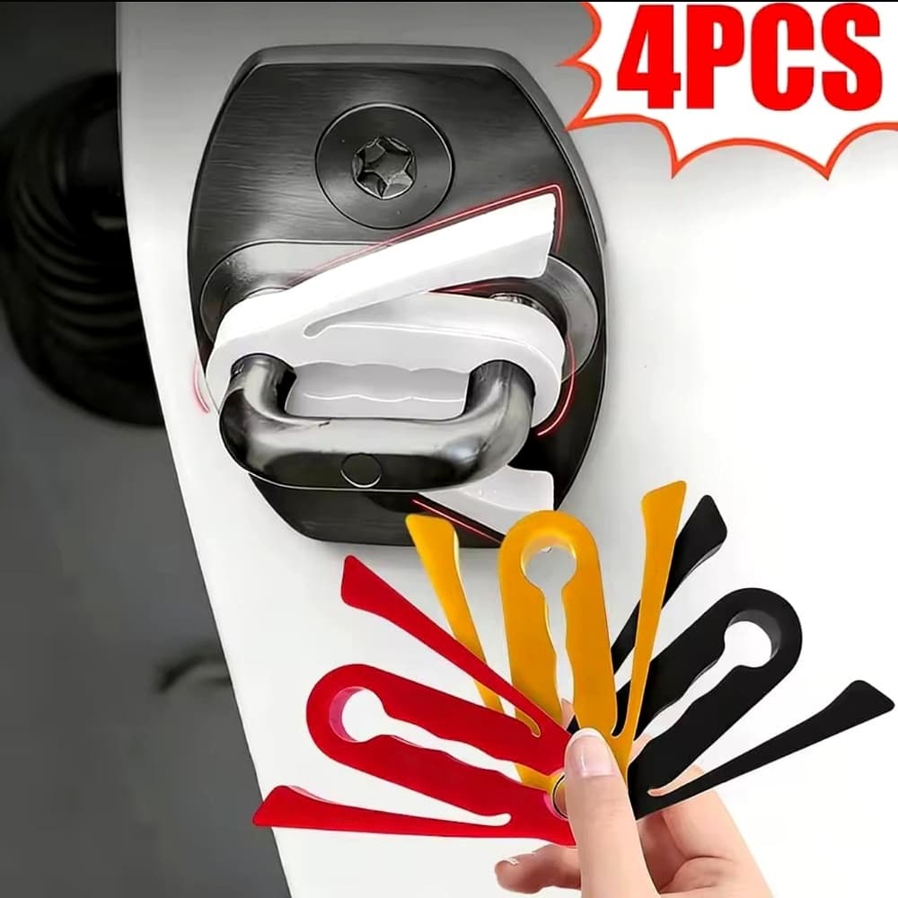 Protetor Fechadura Porta Carro Anti Ruído Silicone Amortecedor Universal Kit 4 Peças