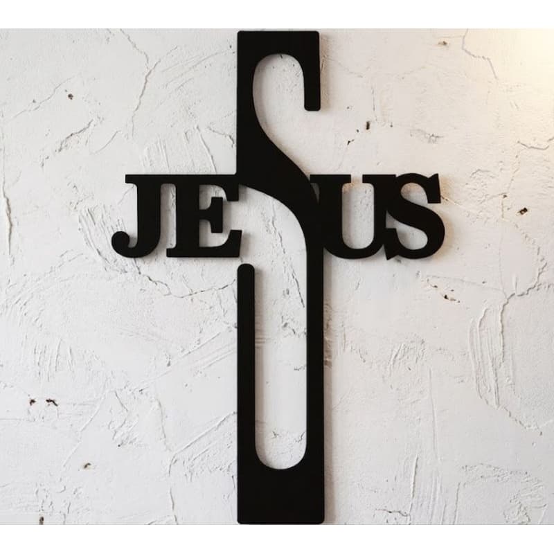 Quadro Jesus Cruz Decorativo Minimalista em Relevo - Decoração Religiosa Cristã 20cm
