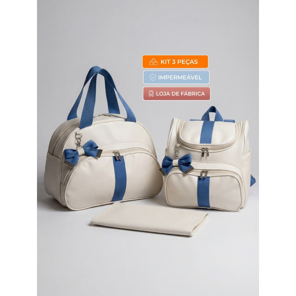 Kit Maternidade Menino Menina Bolsa Maternidade 3 Peças Bolsa G + Mochila + Trocador Impermeável Mamãe e Bebê