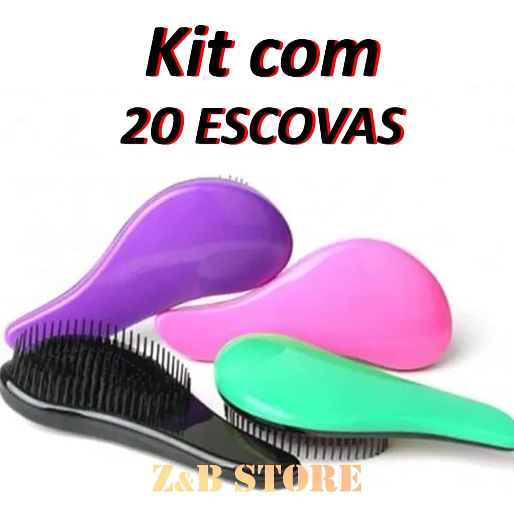 Kit 20 Escovas Mágicas Anti Frizz Desembaraçadora – Cores Sortidas ou Escolha a Cor
