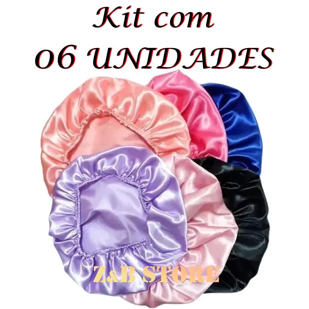 Kit com 06 Toucas de Cetim Antifrizz – Ideal para Dormir, Cachos Definidos e Sem Frizz - ATACADO