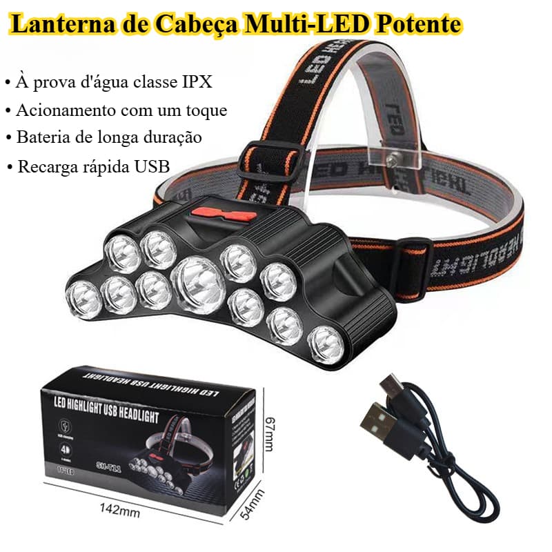 Lanterna De Farol De 11 Leds Cabeça Recarregável Portátil À Prova D'água Lâmpada Para Acampamento Ao Ar Livre Acessórios