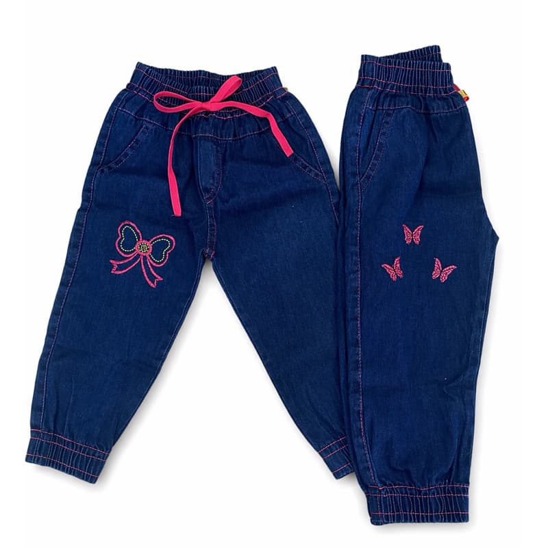 kit 3 calças jogger infantil feminina bordada ( kit econômico )