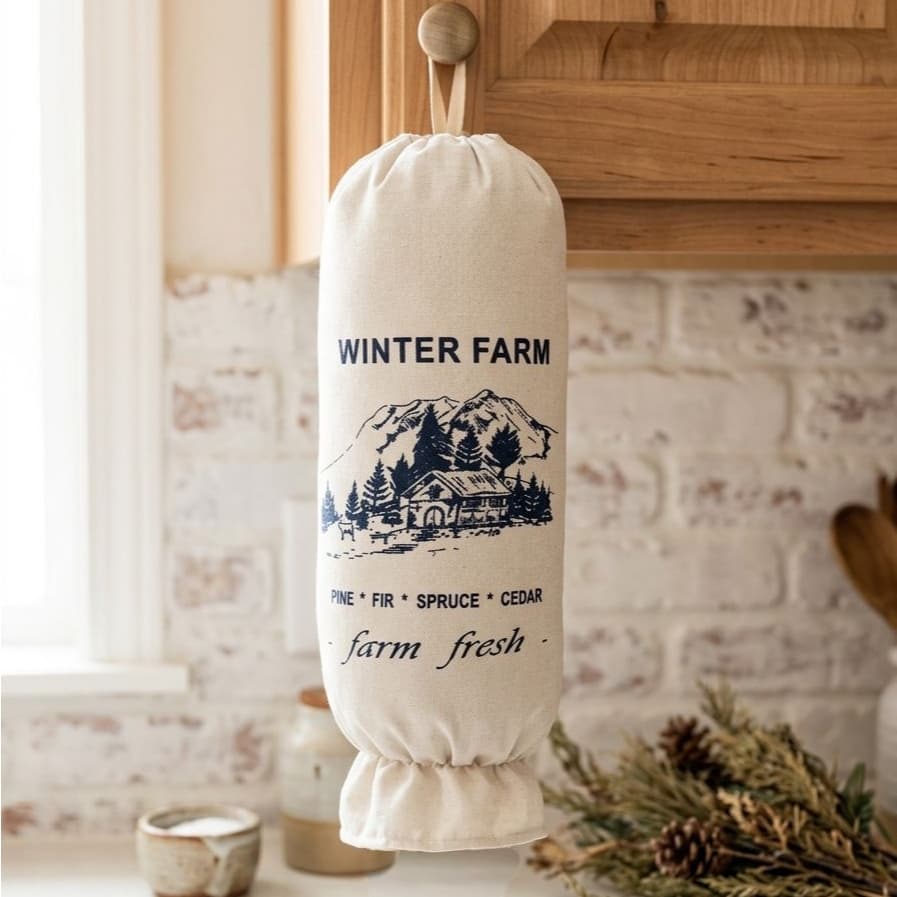 Puxa Saco Winter Farm 43x22cm Azul