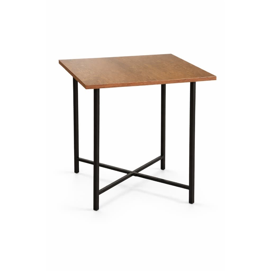 Mesa Alta Bistrô com Tampo 68 cm Cor Imbuia Estrutura Aço Preto Design Moderno