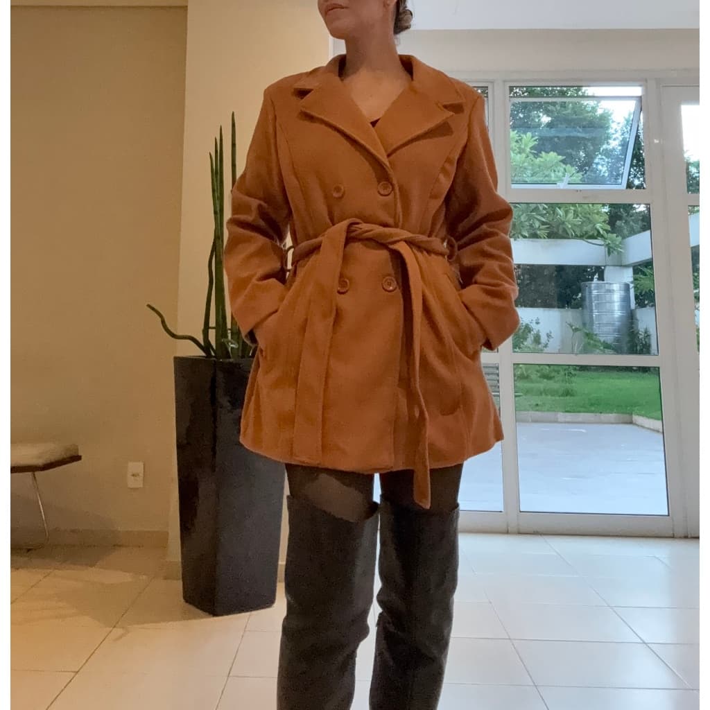 Casaco  Sobretudo Feminino Importado Lã batida Pelo Removível Elegante De Promoção