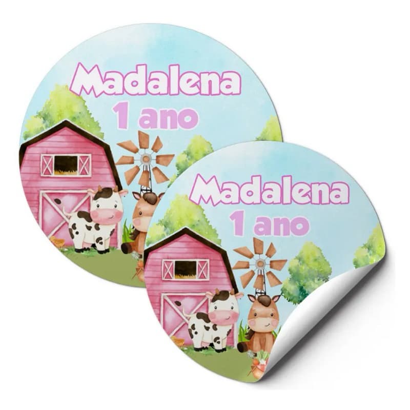 48 Un Tag Adesivos Personalizados Tema Fazendinha