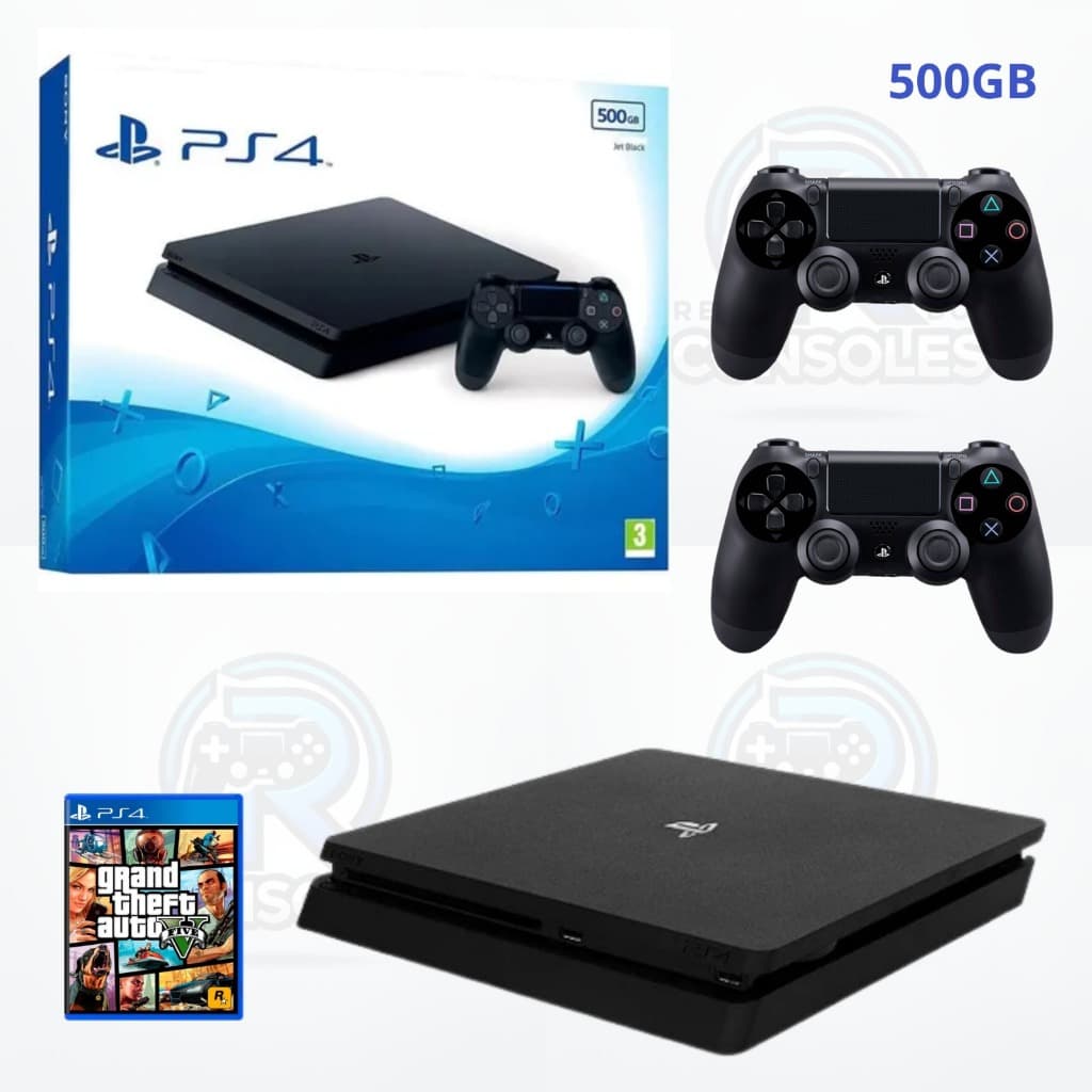 PS4 SLIM 500GB + Jogo + Controles + Meses de Garantia + Nota