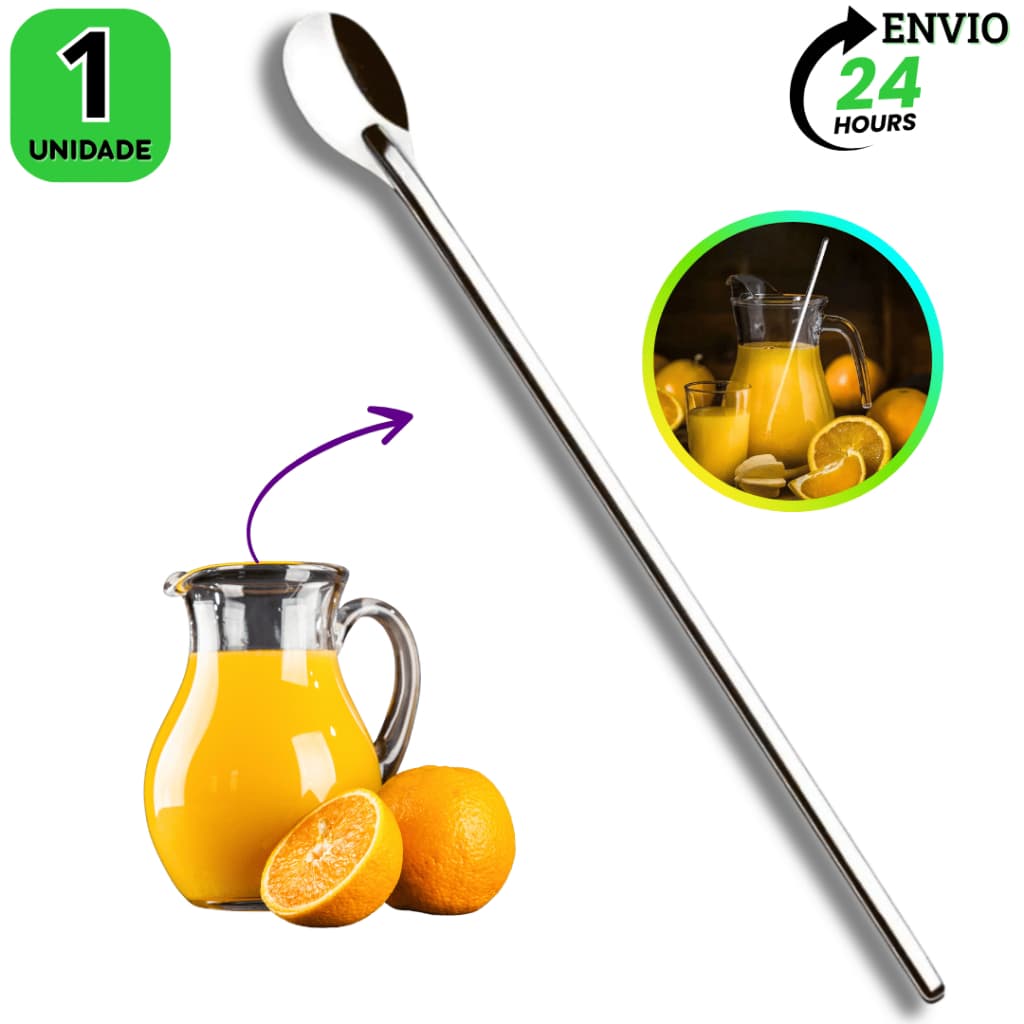 KIT 1 Colher Bailarina Inox 30cm Misturador De Suco Drinks E Coquetel Profissional