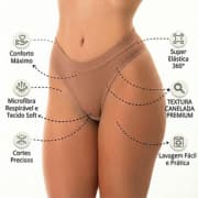 Kit Tanga Canelada Importada Fio Dental Cores Neutras Calcinha Calça Cintura Alta Pala Dupla